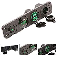 Los mejores  - MASO - Cargador de enchufe USB doble (2-1 A y 2-1 A- voltímetro LED- salida de alimentación de 12 V